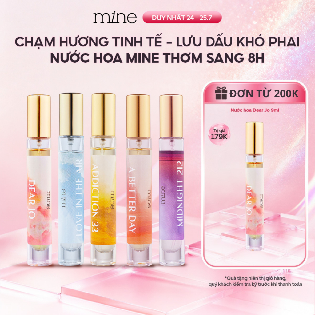 Nước Hoa Mine 9ML Hương Thơm Ngọt Ngào, Quyến Rũ, Tiểu Thư, Sang Chảnh, Nữ Tính Lưu Hương Suốt 8H