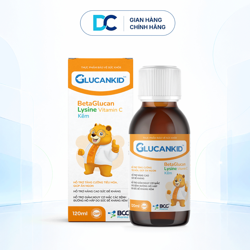 Glucankid siro ăn ngon cho bé (HSD 12/2027), hỗ trợ tiêu hóa, đề kháng cho trẻ biếng ăn, hay ốm vặt
