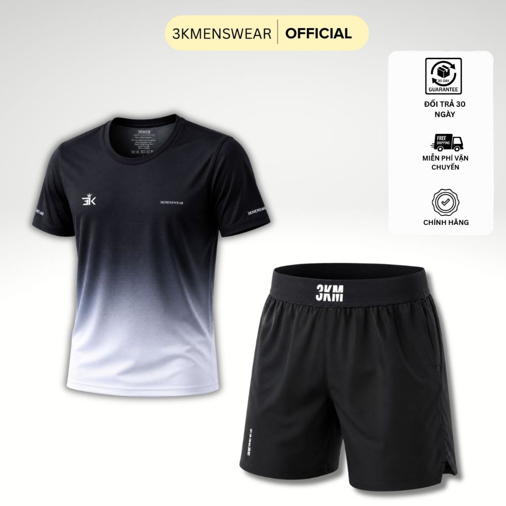 [ Deal Mở Bán] Set bộ thể thao 3KMENSWEAR áo thun thể thao Graphic Dot quần short
