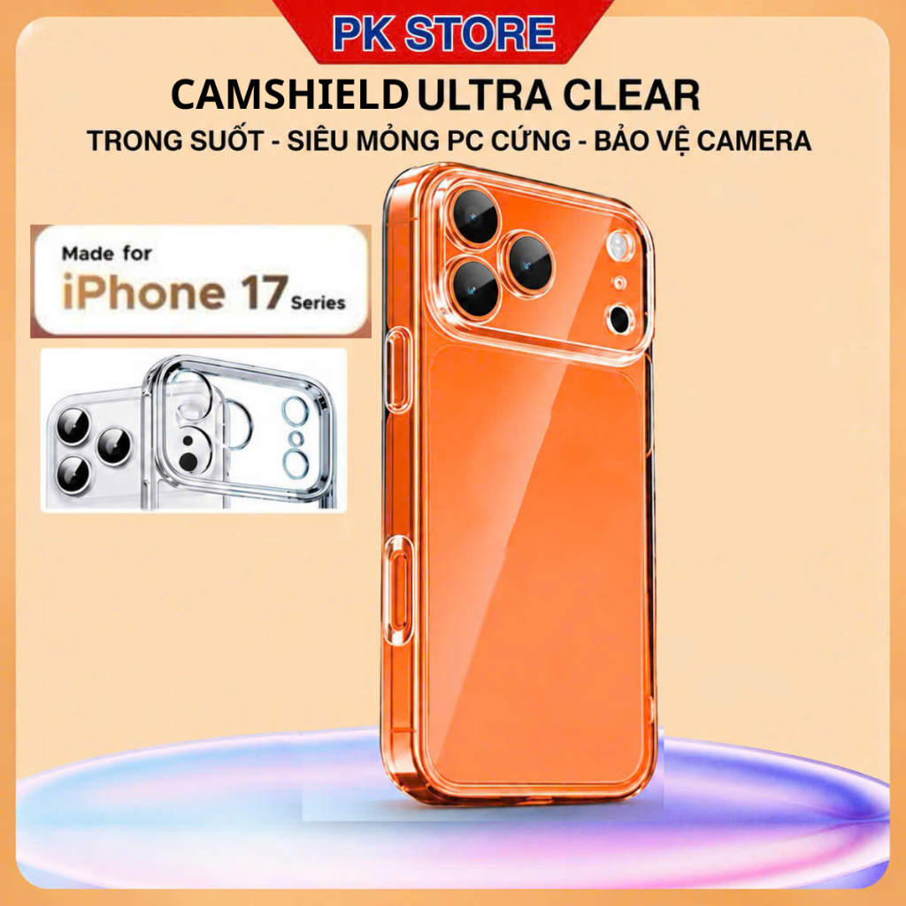 Ốp Lưng Trong Suốt Siêu Mỏng CAMSHIELD ULTRA Slim Bảo Vệ Camera không ố cho Iphone 14 15 16 17 Pro Max PKStore