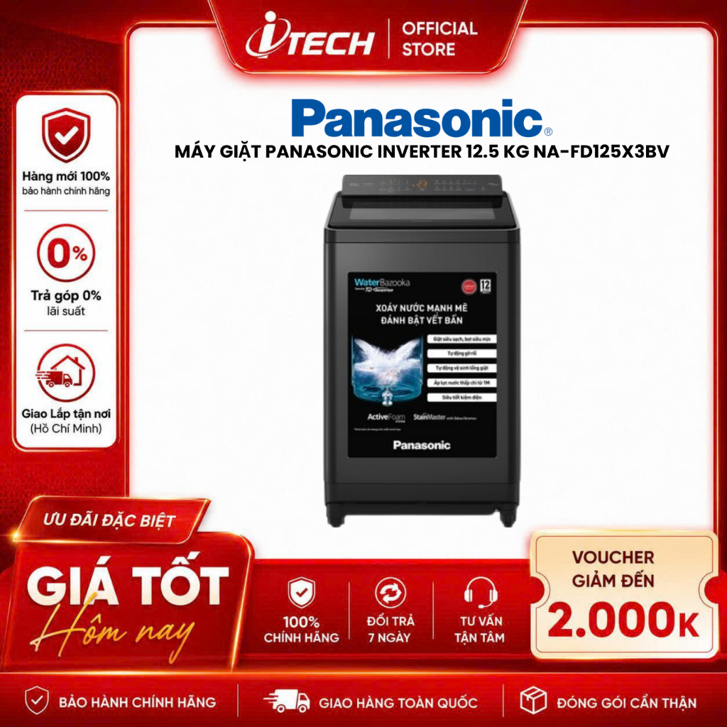 FD125X3BV - Máy giặt Panasonic Inverter 12.5 kg NA-FD125X3BV - Hàng chính hãng