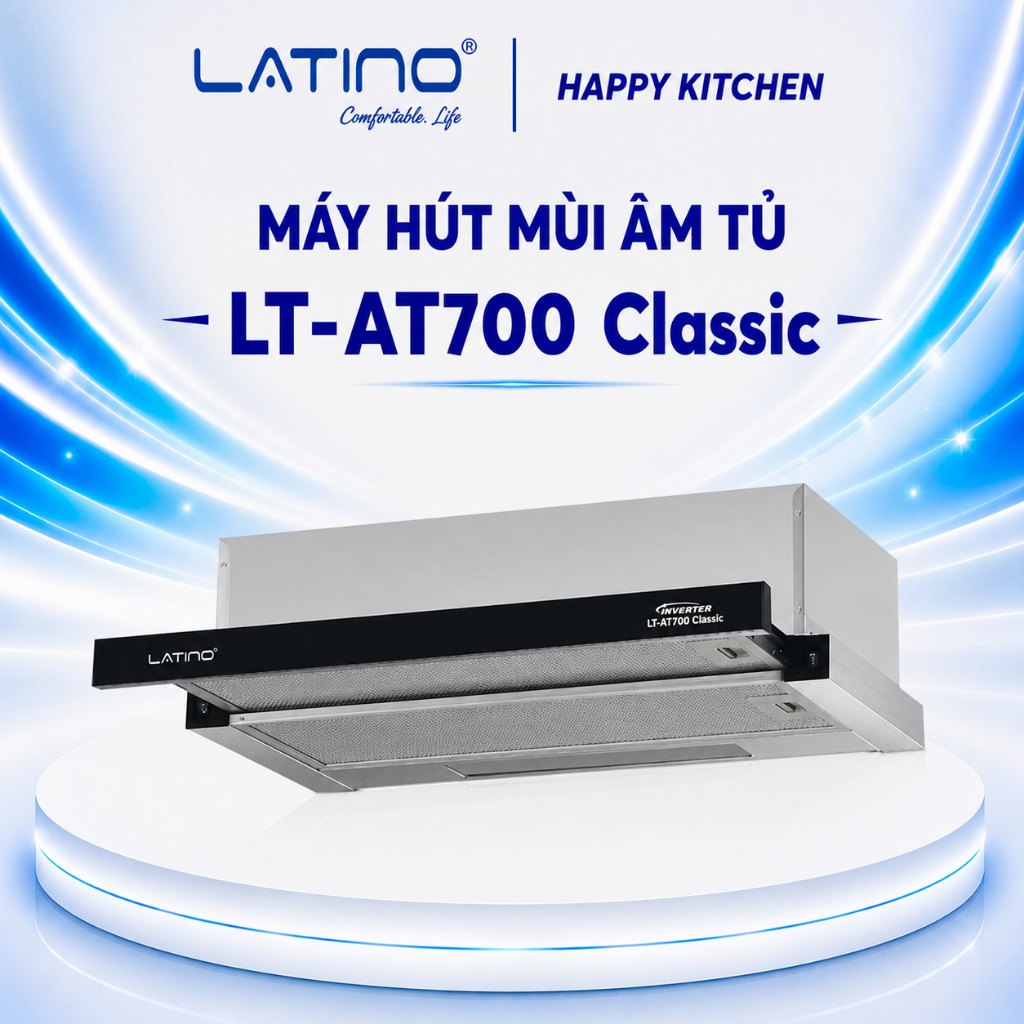 Máy Hút Mùi Âm Tủ LATINO LT-AT700 Classic 700mm Hút Mạnh 750m³/h Đèn LED Khử Mùi Than Hoạt Tính