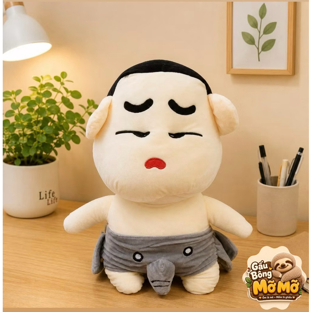 Gấu bông Ku Shin, Shin Mặc Quần Voi siêu cute hàng cao cấp mềm mịn - Gấu Bông Mỡ Mỡ