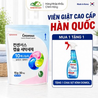 [Mua 3 Tặng 1] Viên Giặt Xả Hàn Quốc Consensus Túi 60 Viên - An Toàn Giặt Được Cho Bé - Sản Phẩm Nội Địa Hàn