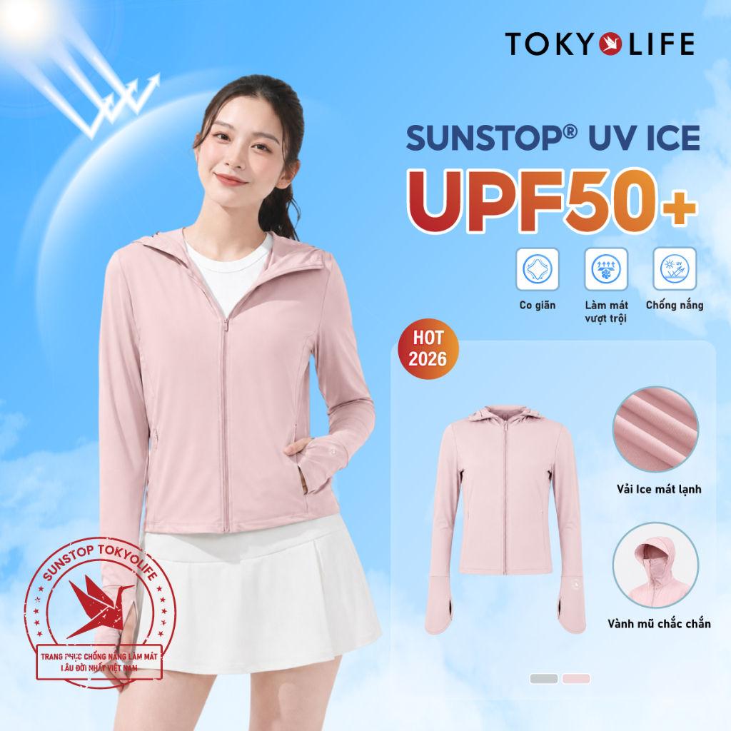 Áo khoác chống nắng nữ TOKYOLIFE SunStop Ice siêu mát lạnh thoáng khí có mũ rộng vành 40000092/40006