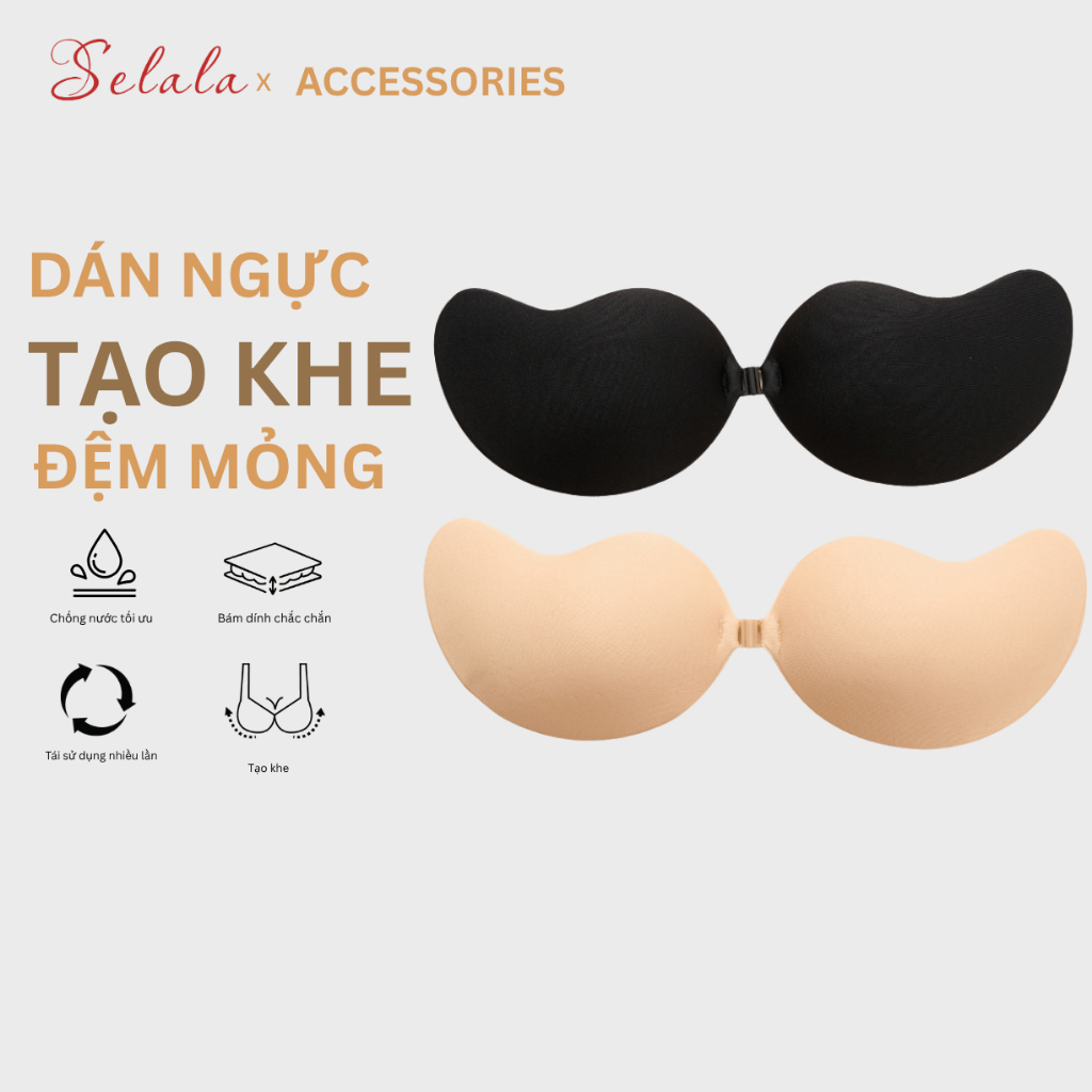 Miếng Dán Ngực Silicone Selala Cài Trước Hình Quả Xoài Siêu Mỏng Siêu Dính Tạo Khe Đẩy Ngực PK09