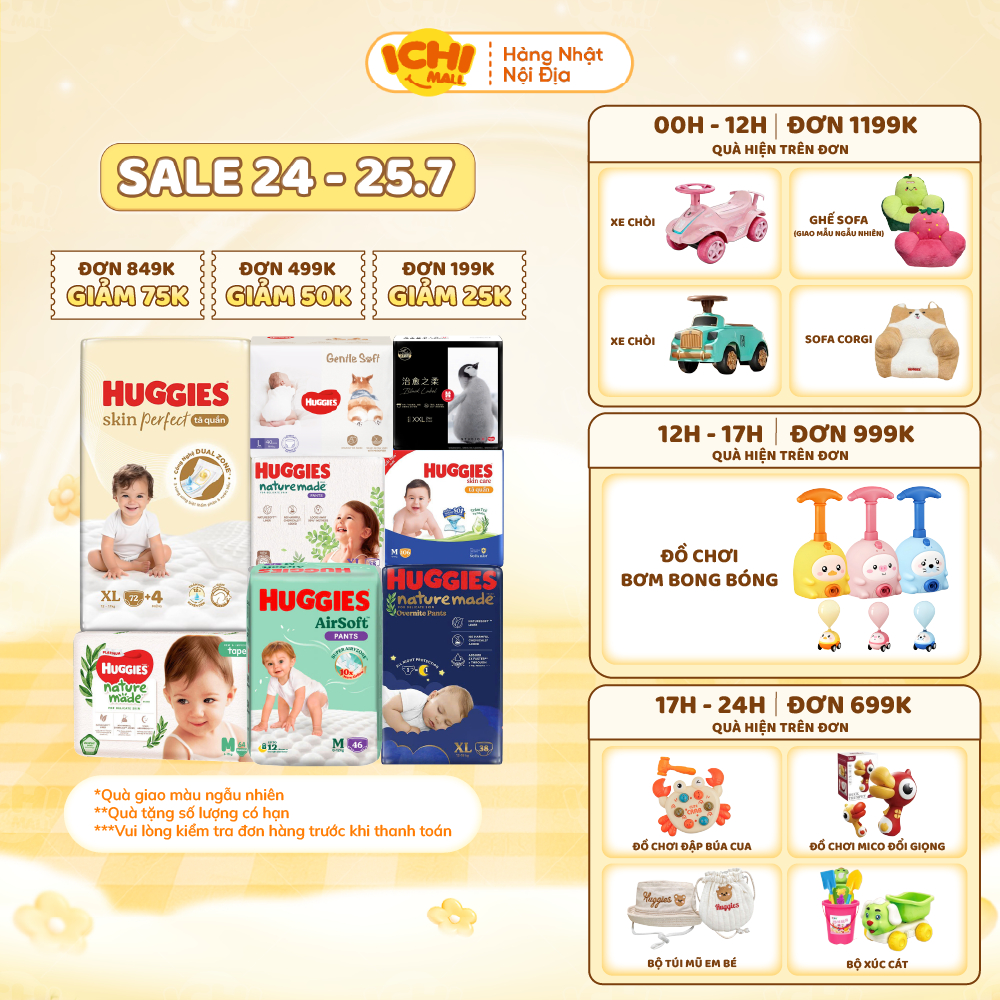 [TỔNG] Bỉm dán quần HUGGIES Platinum Nature Made size M58/L44/XL 38/XXL26/S82/NB60 - Hàng chính hãng