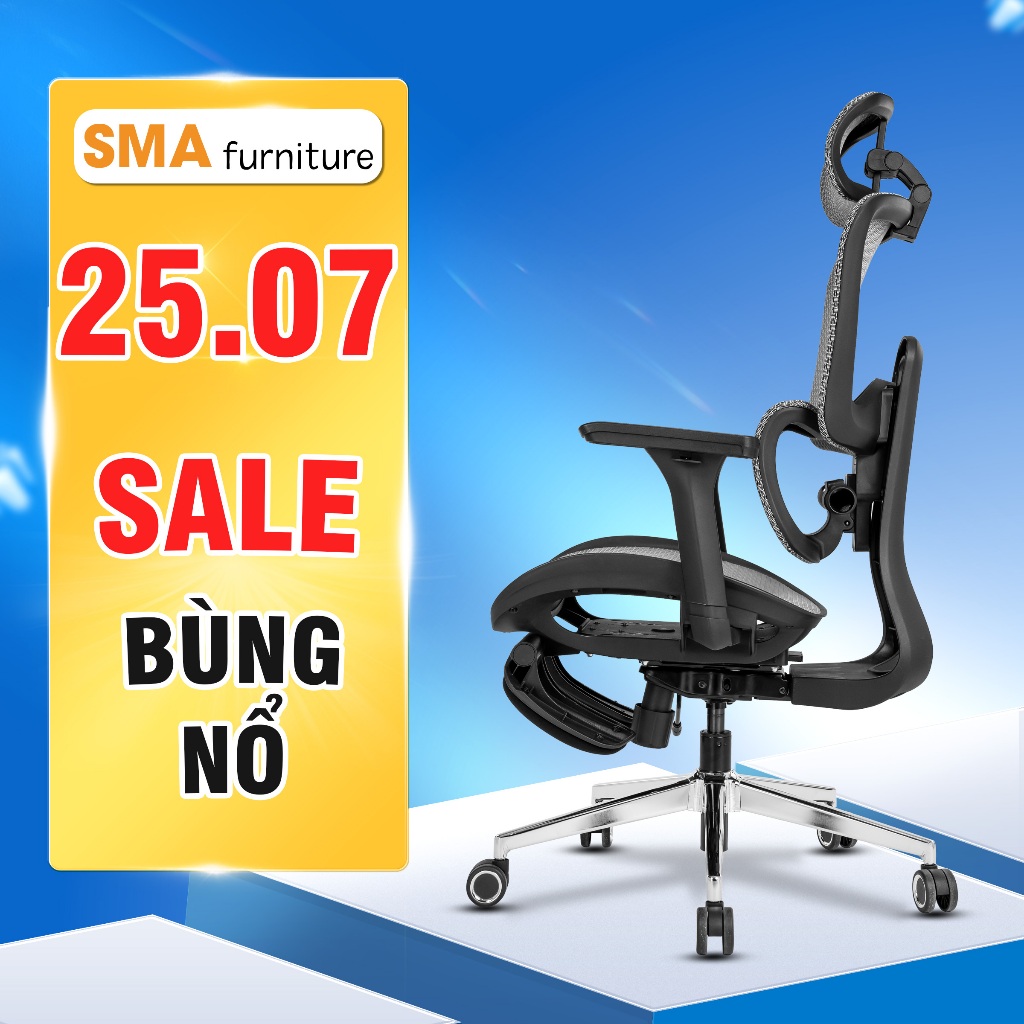 Ghế công thái học SMA Furniture Mirai Pro/ Ultra, Tựa lưng điều chỉnh, tay vịn 4D, Piston class 4