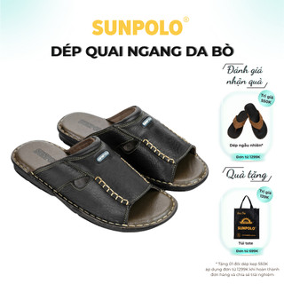 Dép quai ngang nam da bò cao cấp Có size lớn 44, 45 SUNPOLO AQN012