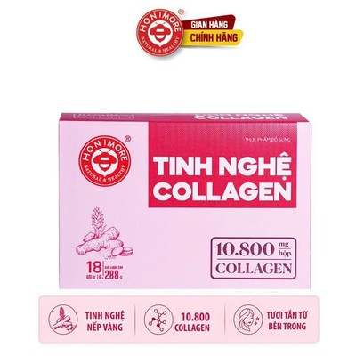 Tinh nghệ Collagen Honimore Natural & Healthy 288g | 18 gói | 10.800 mg Collagen | Thơm ngon