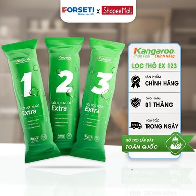 Combo Bộ 3 Lõi Lọc Thô Kangaroo Extra Số 1 2 3 Chính Hãng - Dùng Cho Máy RO Cốc Lọc 10 Inch Kangaroo