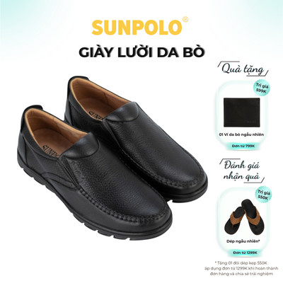 [Tặng vớ] Giày lười nam Da bò cao cấp SUNPOLO giày đi làm dự tiệc MU1732