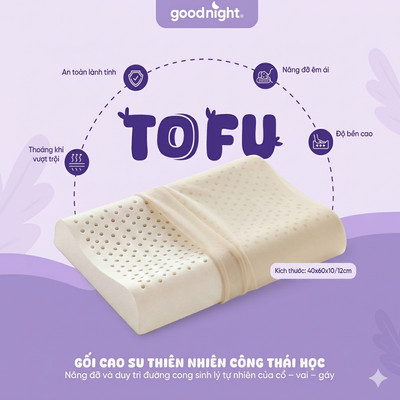 [SVIP] Gối Công Thái Học Cao Su Thiên Nhiên Goodnight Tofu - Gối Ngủ Nâng Đỡ Cổ Vai Gáy
