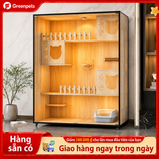 Tủ Nhà Mèo Gỗ Cao Cấp Đa Năng Có Thang Leo Khay Vệ Sinh Thiết Kế Sang Trọng Nuôi Mèo Trong Nhà