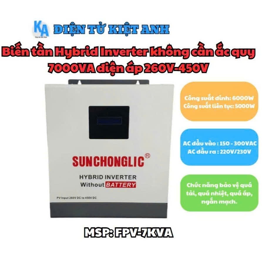 Biến tần Hybrid Inverter không cần ắc quy 7000VA điện áp 260-450V - FPV-7KVA