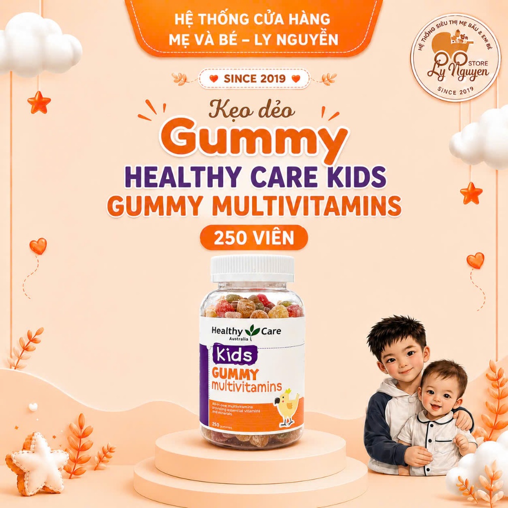 [Ly Nguyễn Store]  KẸO DẺO HEALTHY CARE GUMMY MULTIVITAMIN TỔNG HỢP HEATHYCARE ÚC