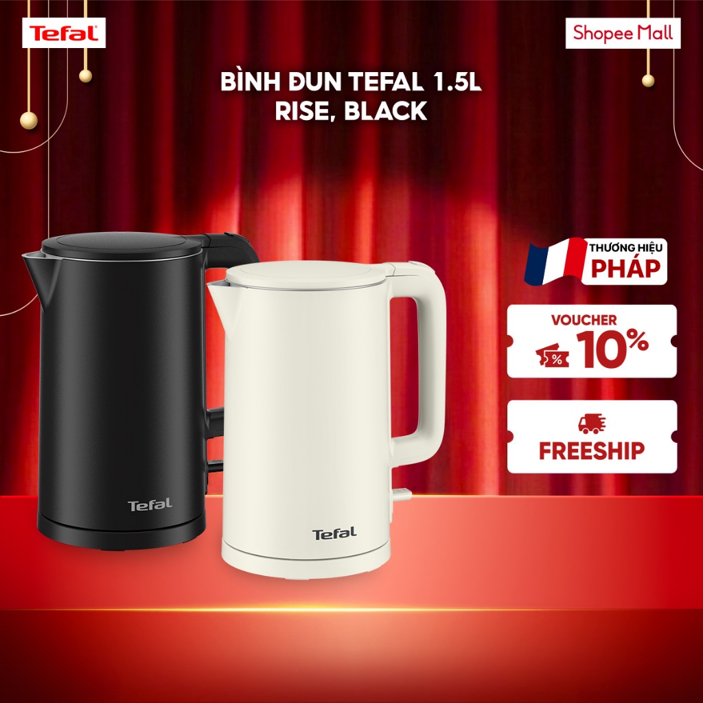 Bình đun Tefal 1.5L KO140AE0/K01408E0 - Rise/Black