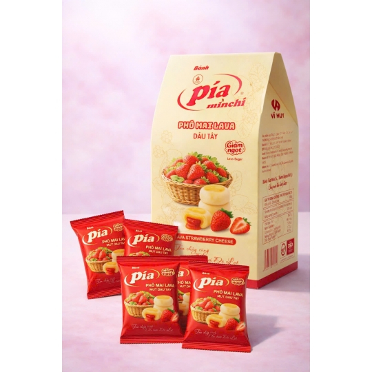 [Laifarm] Minchi Bánh Pía Phô Mai Lava Dâu Tây 344g