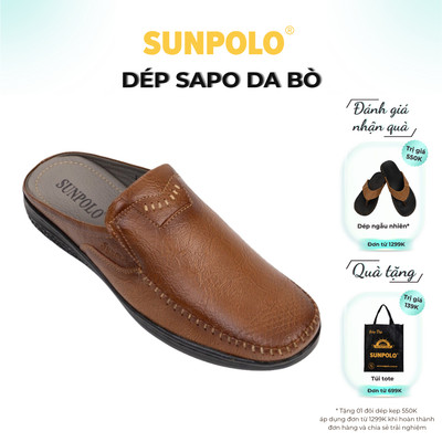 Dép sapo nam Giày sục da bò SUNPOLO tiện lợi thoải mái SPO330