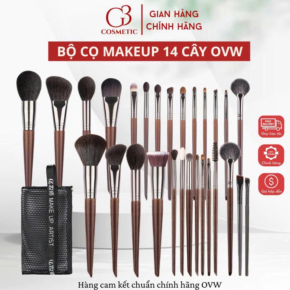 [SVIP]【OVW】Bộ cọ trang điểm 14 cây OVW lông tự nhiên mềm mại bộ cọ makeup cá nhân chuyên nghiệp