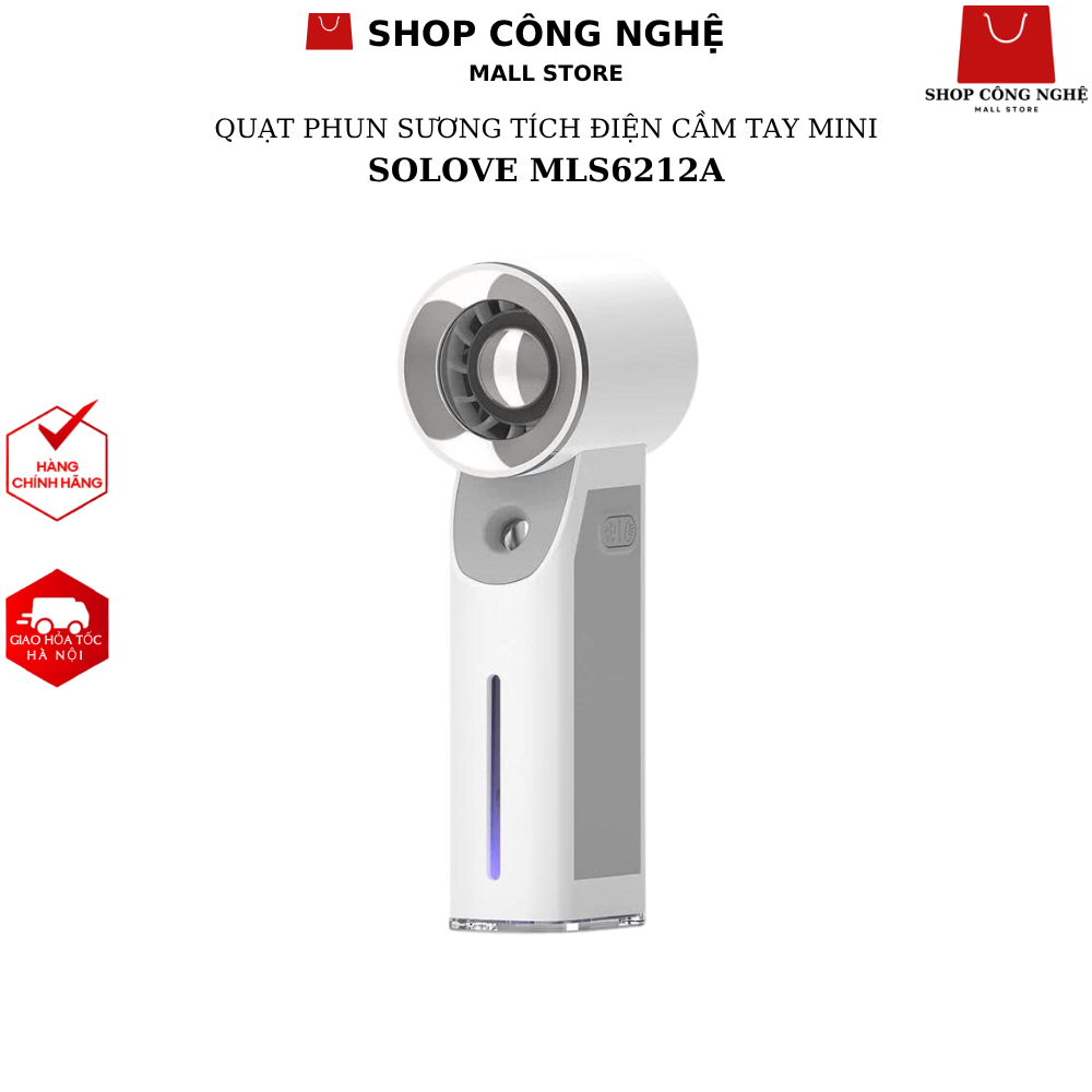 Quạt phun sương tích điện cầm tay mini Solove MLS6212A, Solove MLS6212B (có sò lạnh) - BH 1 tháng