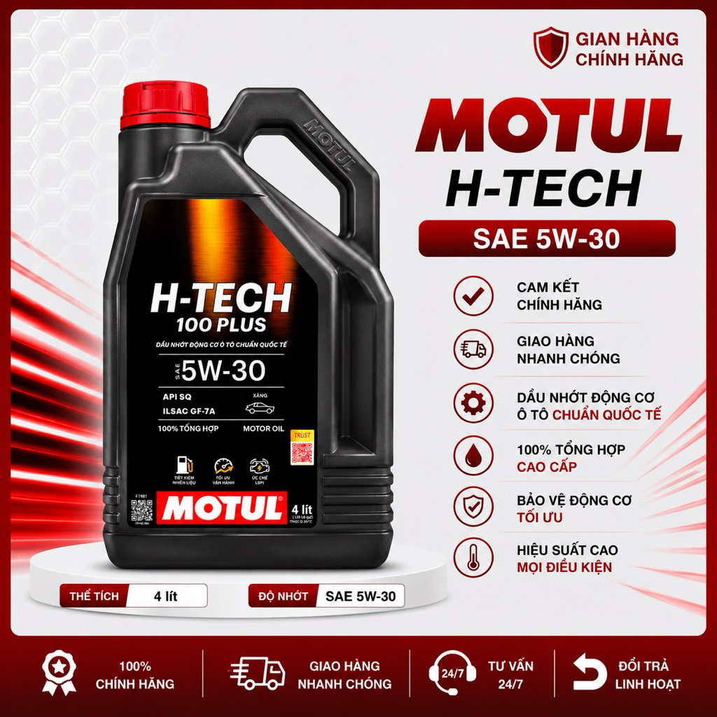 DẦU NHỚT DÀNH CHO XE OTO MÁY XĂNG MOTUL H-TECH 100 PLUS 5W30 4L