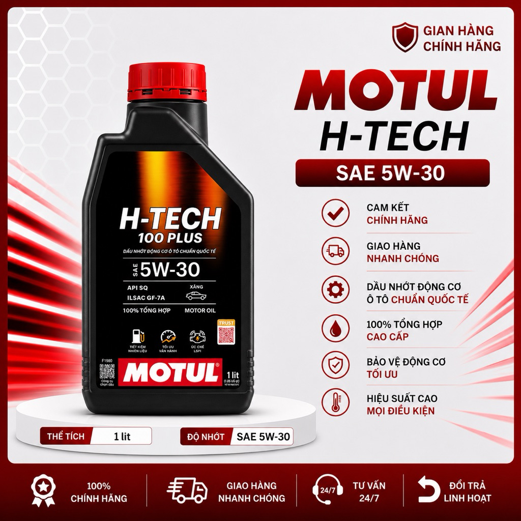 DẦU NHỚT DÀNH CHO OTO MÁY XĂNG MOTUL H-TECH 100 PLUS 5W30 SQ 1L