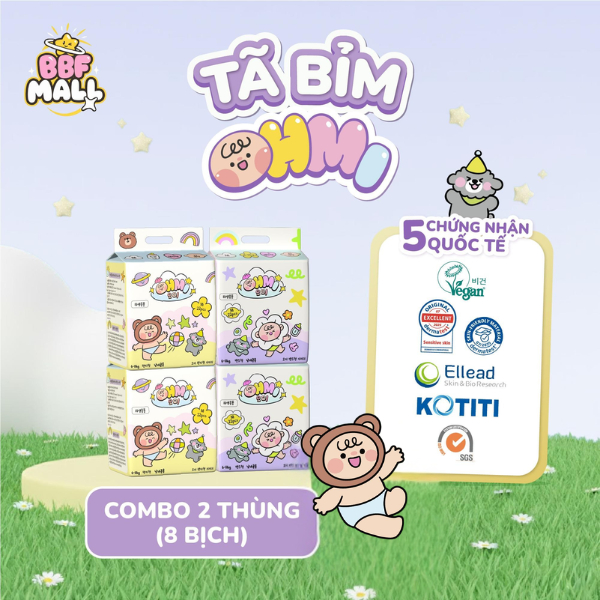 COMBO 2 Thùng Bỉm OHMI Hàn Quốc  Siêu Thấm Hút, Mềm Mại  - Đủ Size Cho Bé