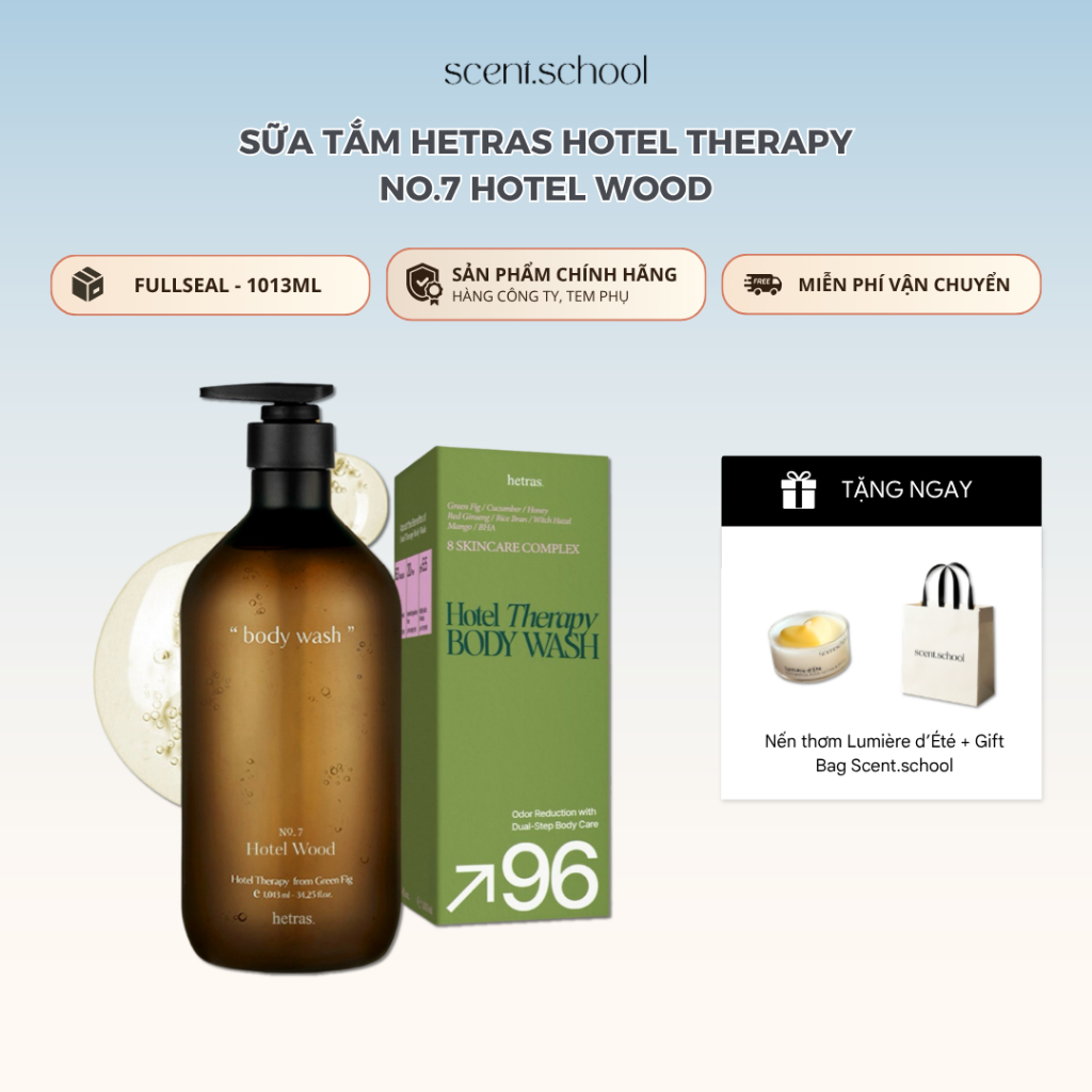 [Hàng Công Ty] Sữa Tắm Hetras No.07 Hotel Wood | 1013ml | Sữa Tắm Hotel Therapy Hương Nước Hoa | Sce