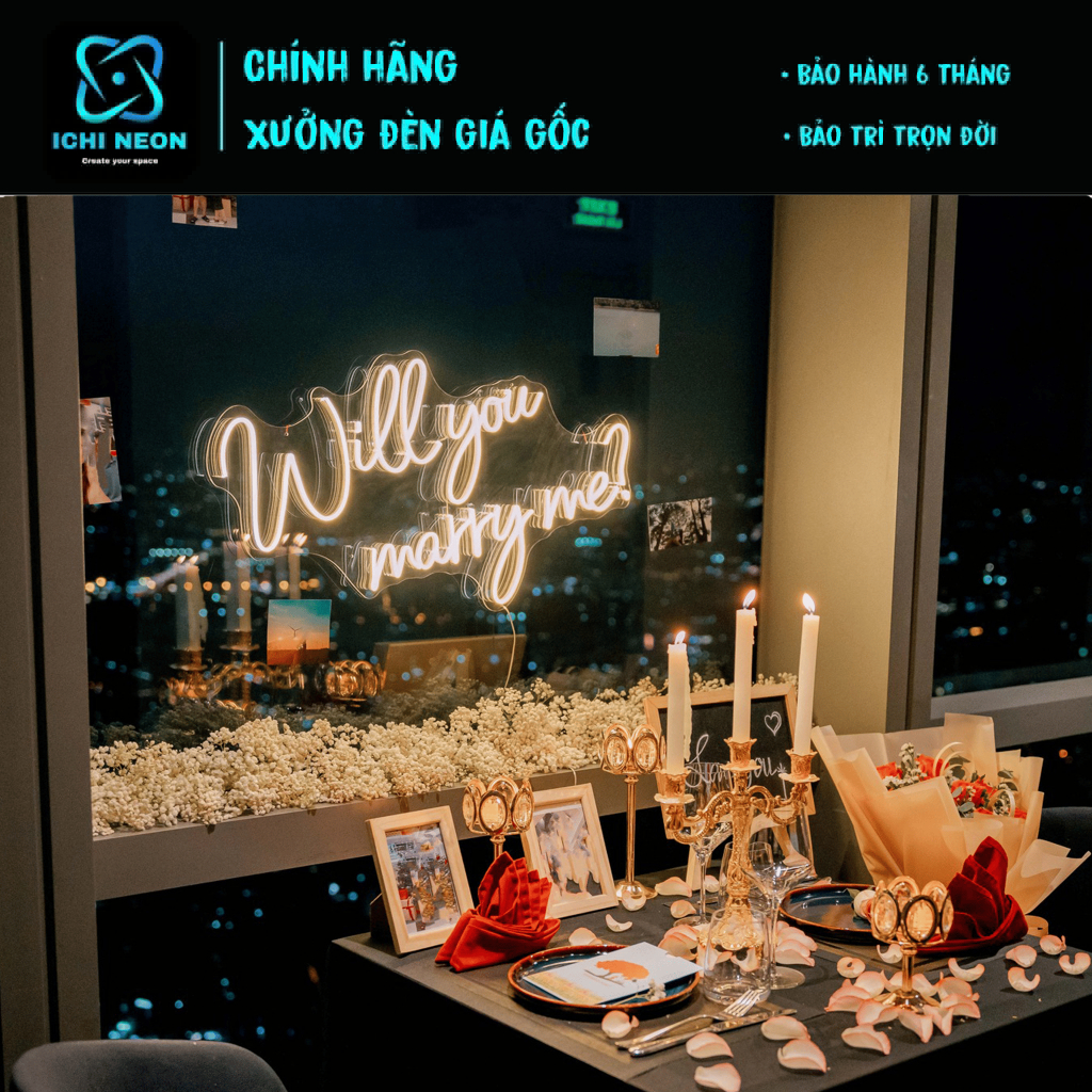 Đèn Led Neon Sign chữ Will you marry me? - Trang trí tiệc cầu hôn | Ichi Neon