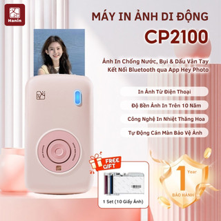[TẶNG 10 ẢNH] Máy In Ảnh Lấy Liền CP2100 Bluetooth In Ảnh Từ Điện Thoại, 300 DPI, Tự Động Cán Màn Bảo Vệ Ảnh | Hanin
