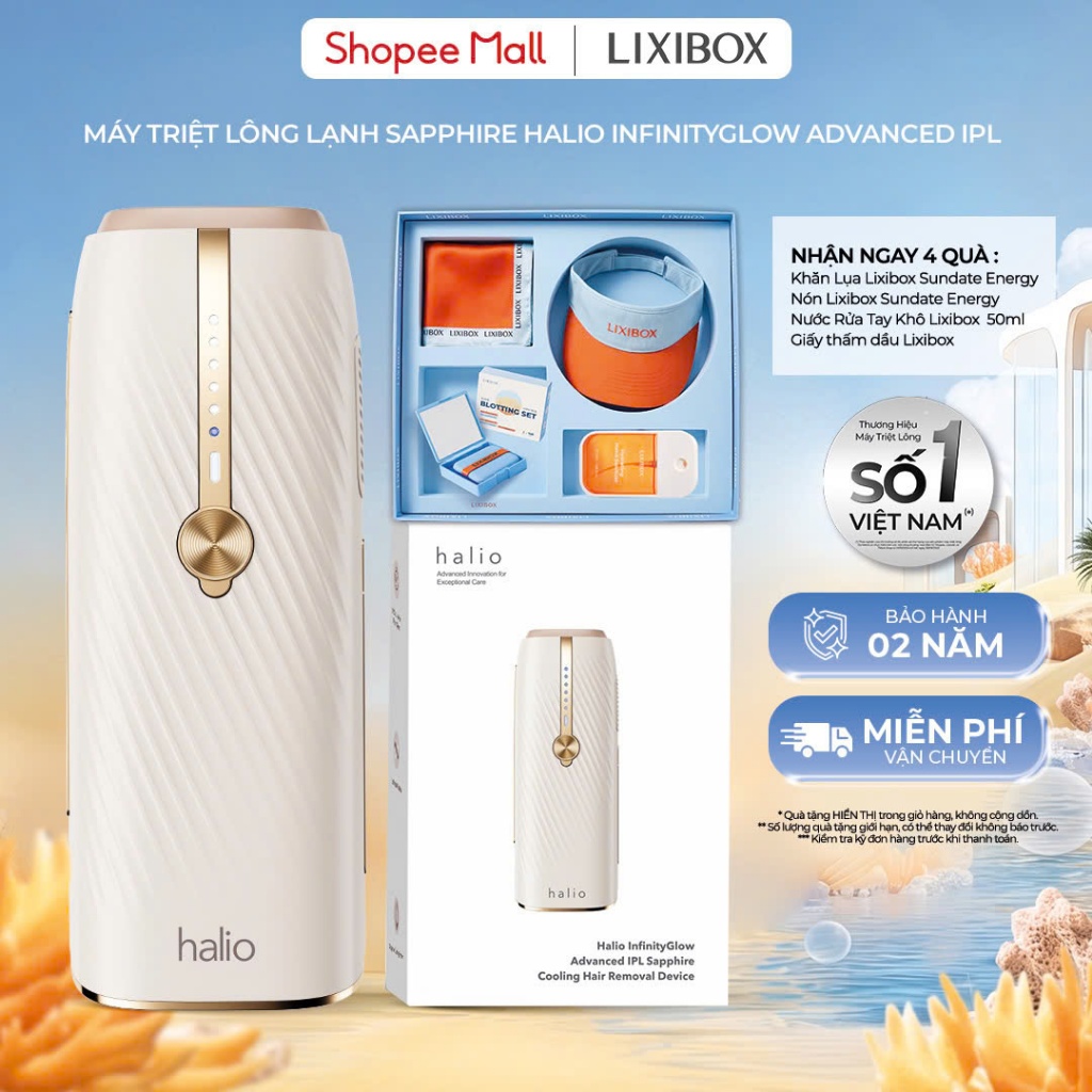 [KOL] Máy Triệt Lông Lạnh Sapphire Halio InfinityGlow Advanced IPL Cooling Hair Removal Device