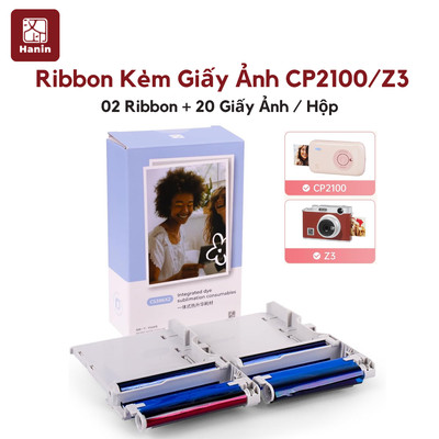 Giấy Ảnh Cho Máy CP2100, Máy Z3 Hộp 20 Tờ Kèm Ribbons Ảnh In Chống Nước, Bền Đẹp | Hanin