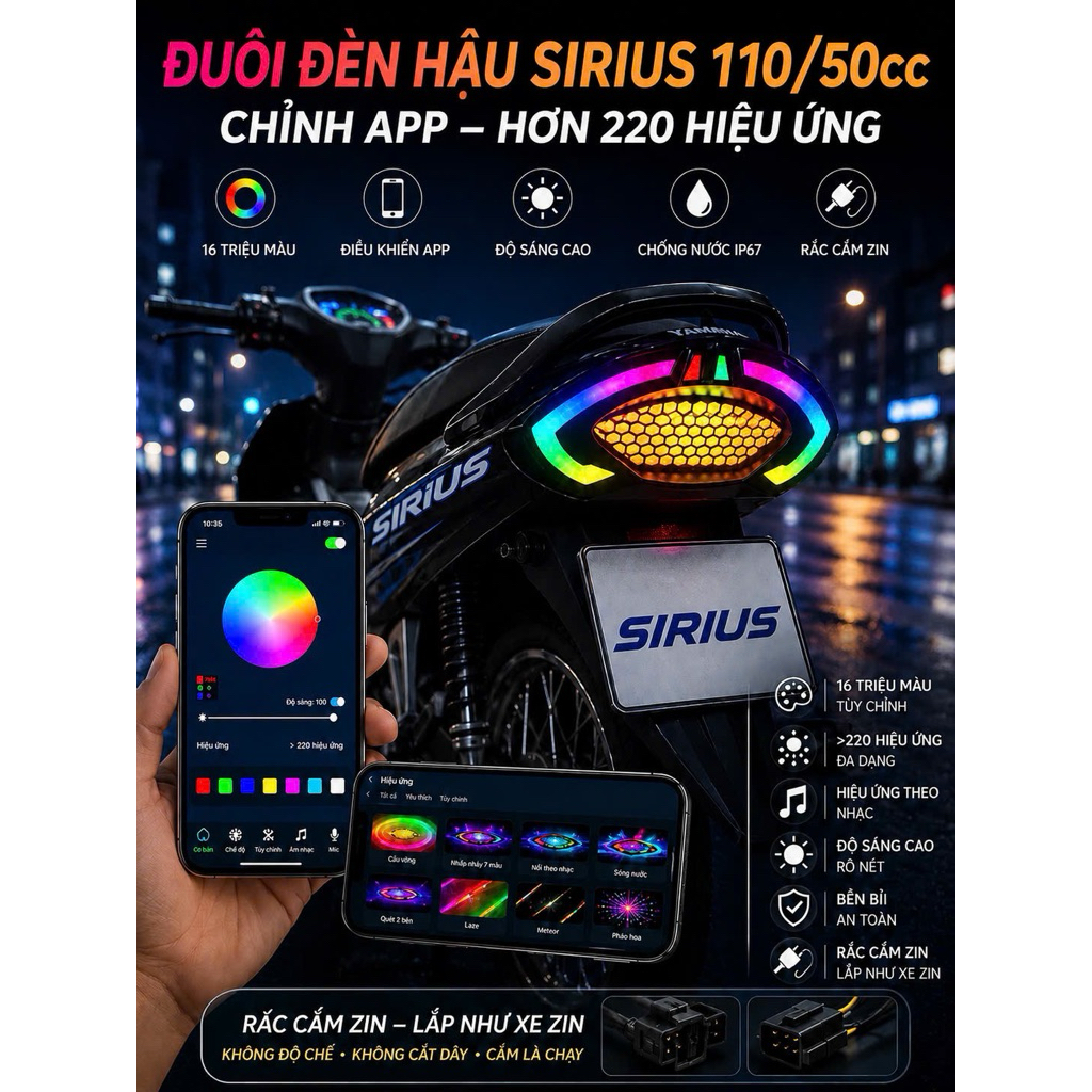 Cụm đèn hậu audi i8 BLE chỉnh màu qua app  tích hợp xinhan