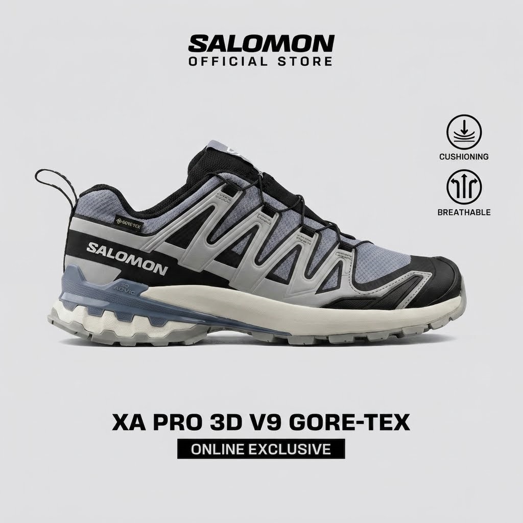 Giày Thể Thao Nam Salomon Shoes Xa Pro 3D V9 Gore-Tex Flint/Black/Ghost L47270600