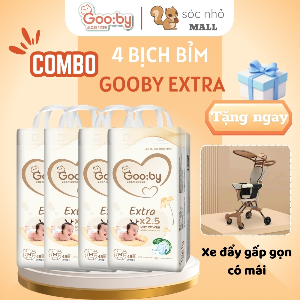 [TẶNG XE ĐẨY ] Combo 04 Bịch Bỉm GOOBY EXTRA, Bỉm Chính Hãng, Bỉm Quần Dán Đủ Size