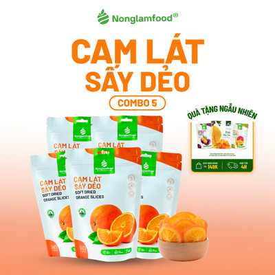 Combo 5 Túi Cam Sấy Dẻo 200g NONGLAMFOOD Dẻo Mềm Chua Ngọt Tự Nhiên, Trái Cây Sấy Ăn Vặt Văn Phòng