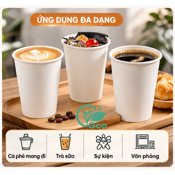 set 500-1500 chiếc cốc giấy 270ml - 9OZ Cốc giấy dùng một lần được ưa thích cho gia đình và công ty và nơi công cộng