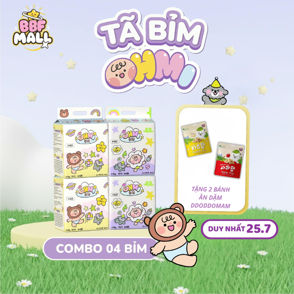 Combo 5 Bịch Bỉm OHMI Hàn Quốc - Siêu Thấm Hút, Khô Thoáng - Tã Bỉm Cho Bé Đủ Size