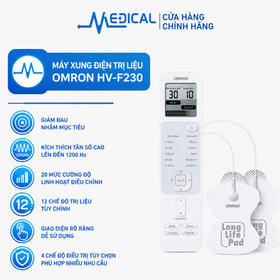 Máy xung điện OMRON HV-F230 có thể tùy chỉnh cao thông qua 12 chế độ trị liệu