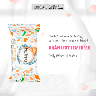 Khăn giấy ướt vệ sinh vùng kín phụ nữ cao cấp Femfresh Anh Quốc 10 miếng