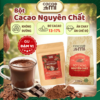 Bột cacao nguyên chất không đường CACAOMI Premium gu đậm ca cao socola chuẩn xuất khẩu 60g/250g/500g
