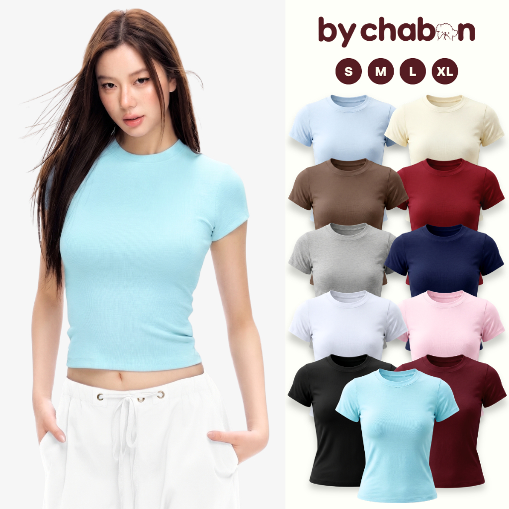 Áo Thun Nữ Baby Tee Dáng Ôm Cổ Tròn Chất Thun Co Giãn Nhiều Màu By ChaBon CB01