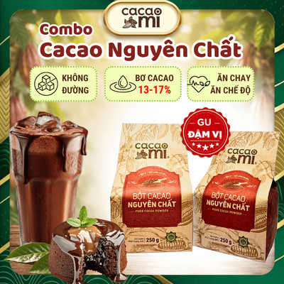 Bột Cacao Nguyên Chất Không Đường CACAOMI Premium Gu Đậm Vị - Pha Socola, Trà Sữa, Bánh Chocolate