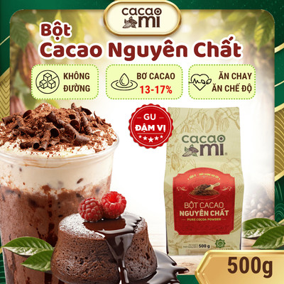 Bột cacao nguyên chất GIÁ SỈ Cacaomi Premium chuyên thức uống socola làm bánh cafe trà sữa 500g-1kg