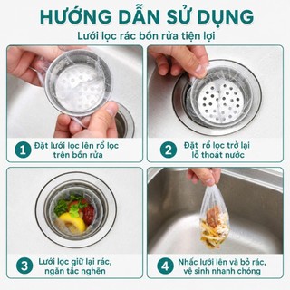 Combo 70 túi lọc rác bồn rửa chén
