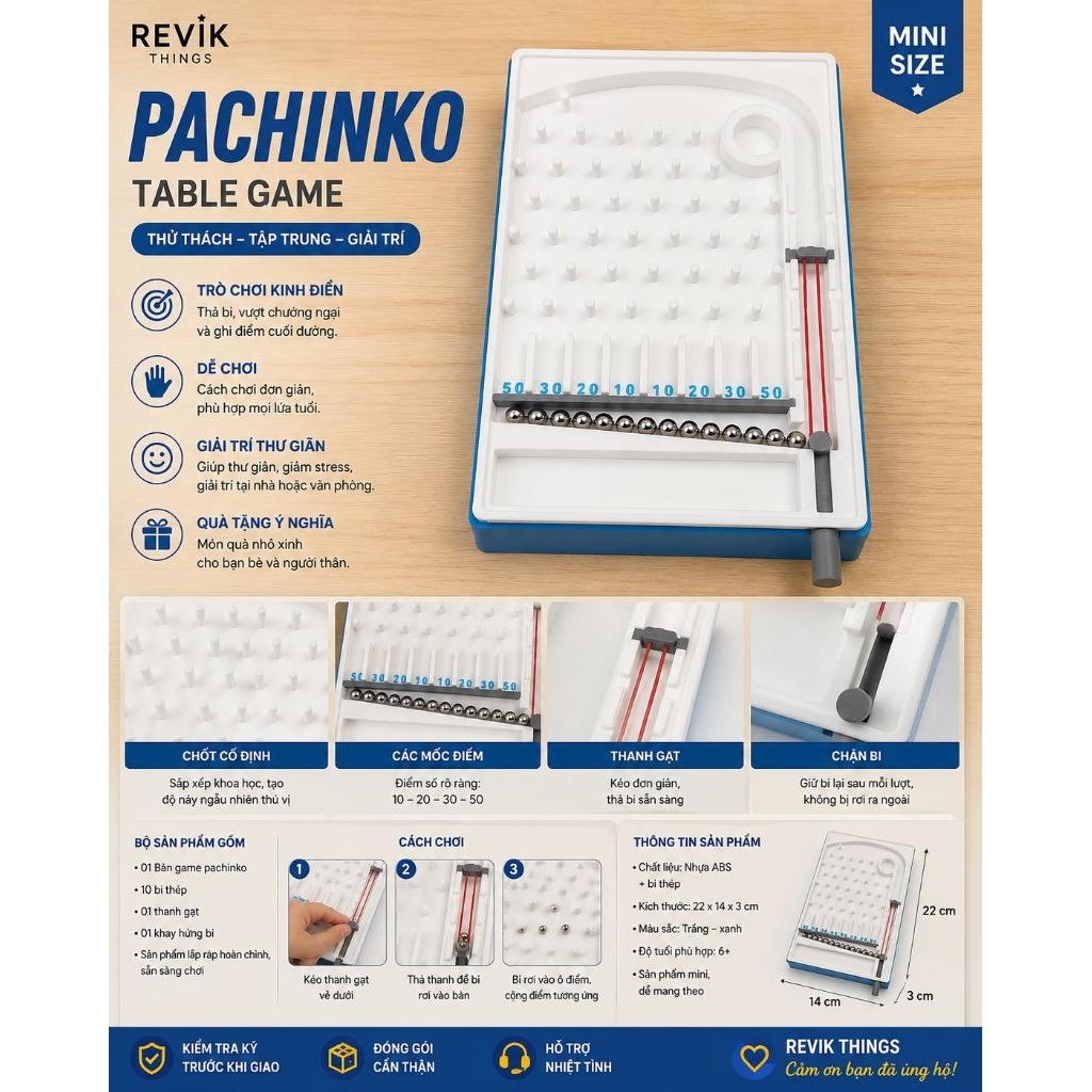 BOARD GAME PACHINKO MINI – TRÒ CHƠI THẢ BI GIẢI TRÍ ĐỂ BÀN