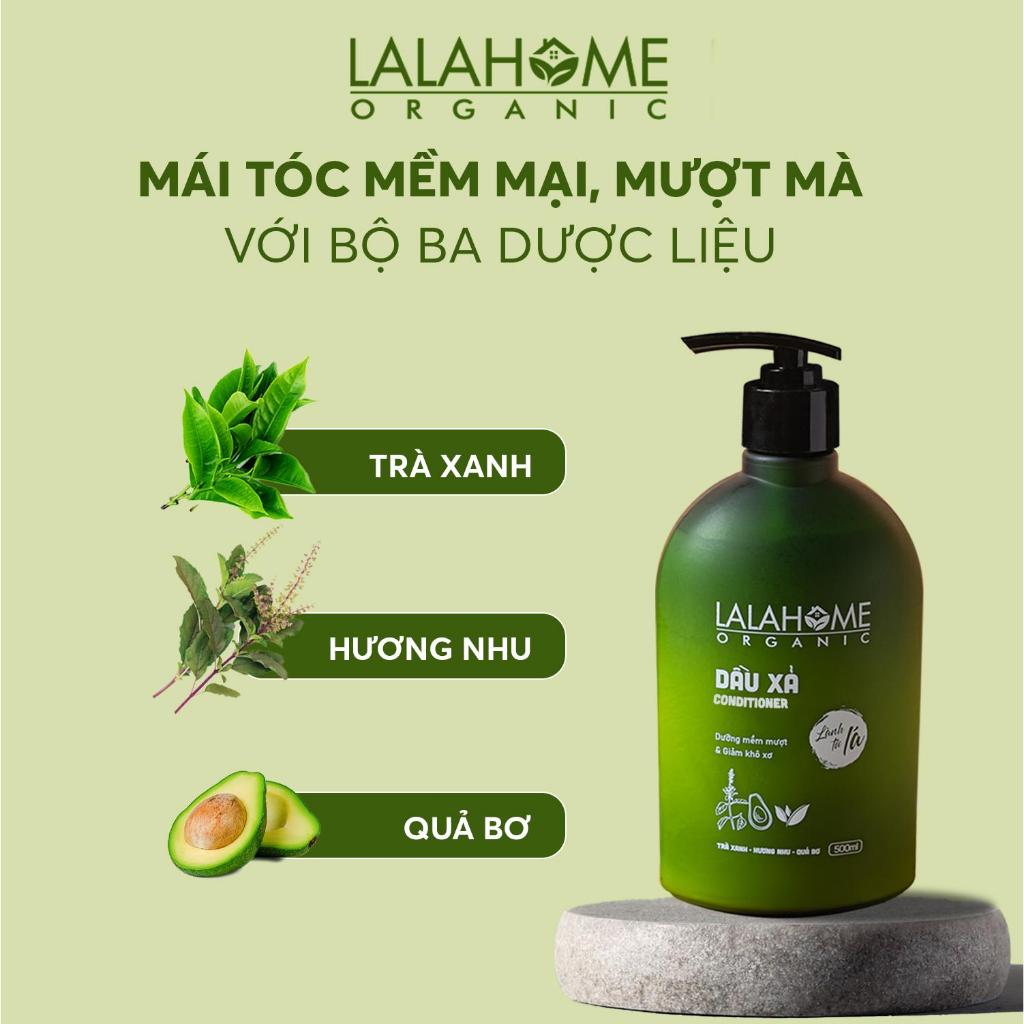 COMBO 2 Chai Dầu Xả LALAHOME ORGANIC Trà Xanh, Hương Nhu, Quả Bơ