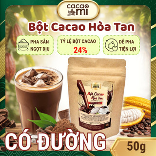 Bột cacao hòa tan ngọt dịu CacaoMi Thức uống socola đậm đà ca cao nguyên chất gói 50g/250g/500g