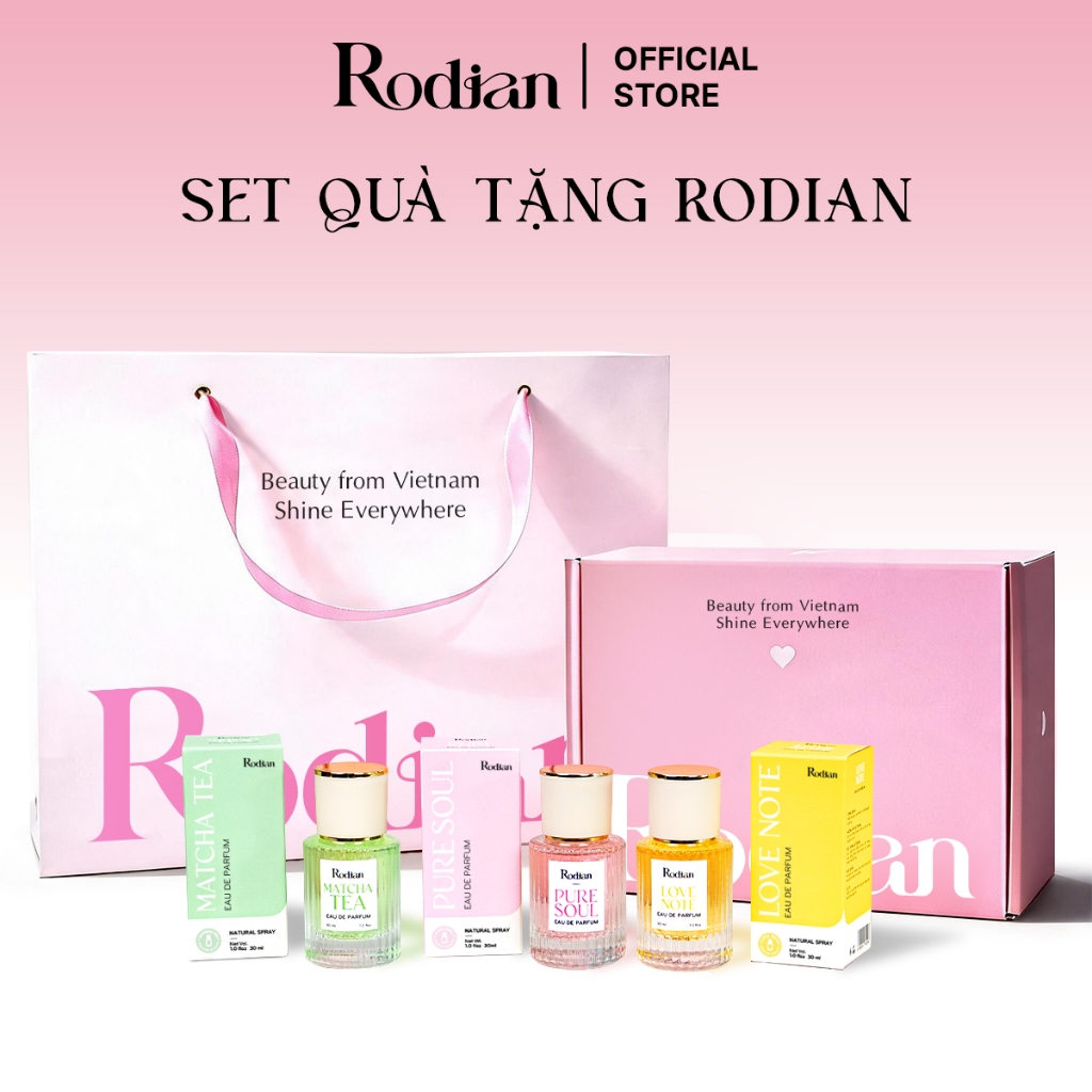 [Set Quà Tặng Rodian] Combo 4 Chai Nước Hoa Rodian 30ml Hương Pure Soul, Love Note, Matcha Tea, Soft